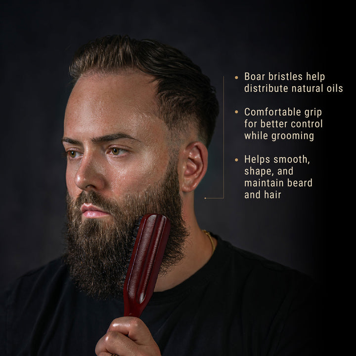 Comfort Grip Grooming Brush – 9-Inch Boar Bristle
